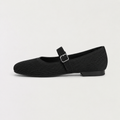 Women's Ribbed Mesh Mary Jane Flats - Square Toe Ballerinas