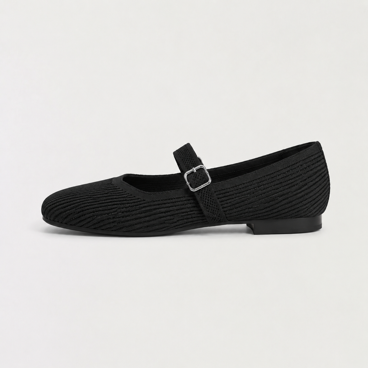 Women's Ribbed Mesh Mary Jane Flats - Square Toe Ballerinas