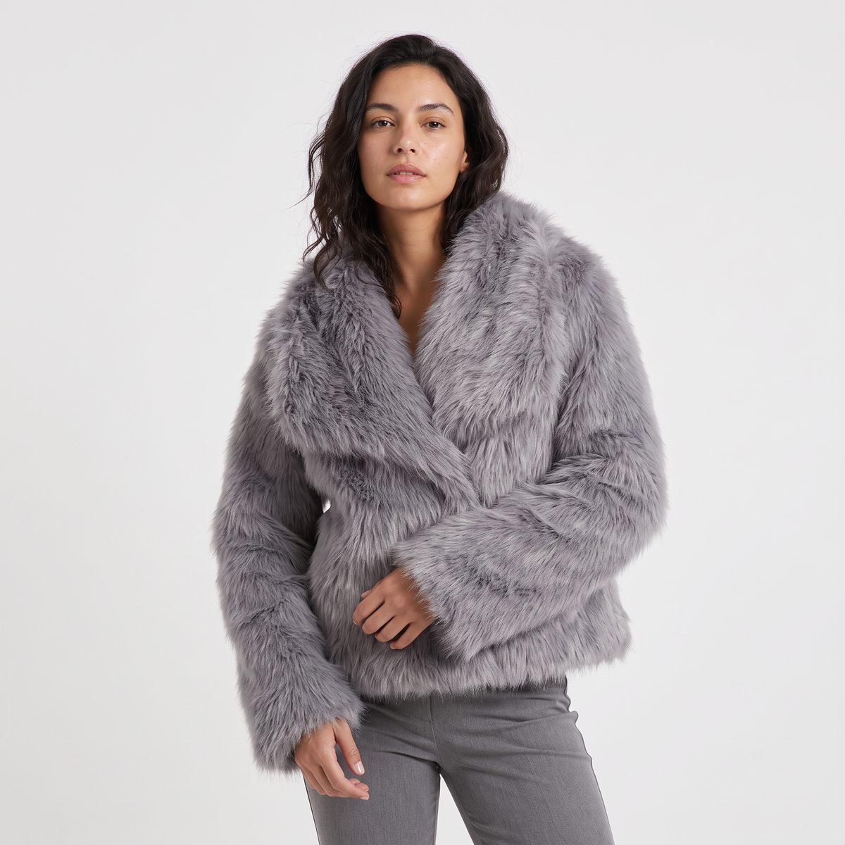 Women's Cropped Faux Fur Jacket