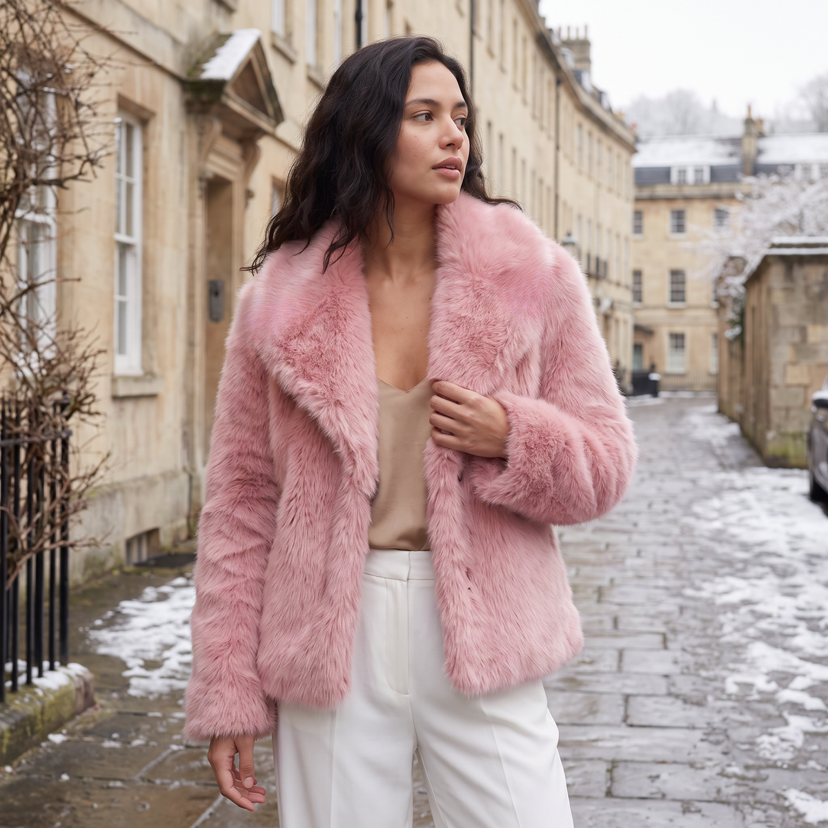 Women's Cropped Faux Fur Jacket