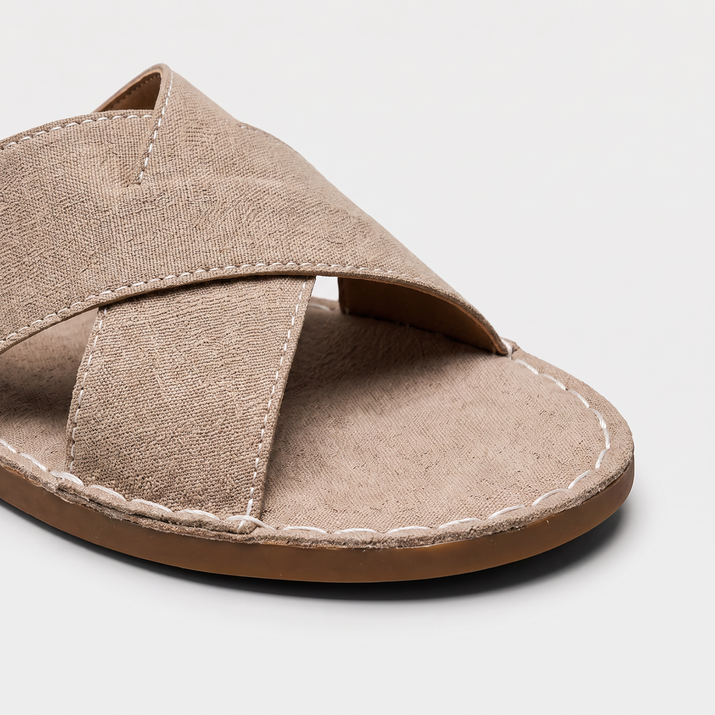 Men's Suede-Look Cross Strap Sandals