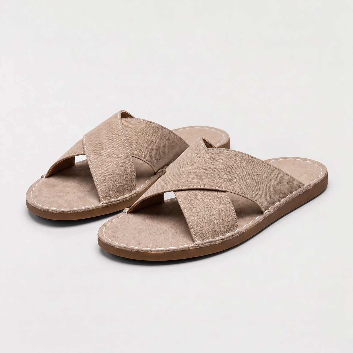 Men's Suede-Look Cross Strap Sandals