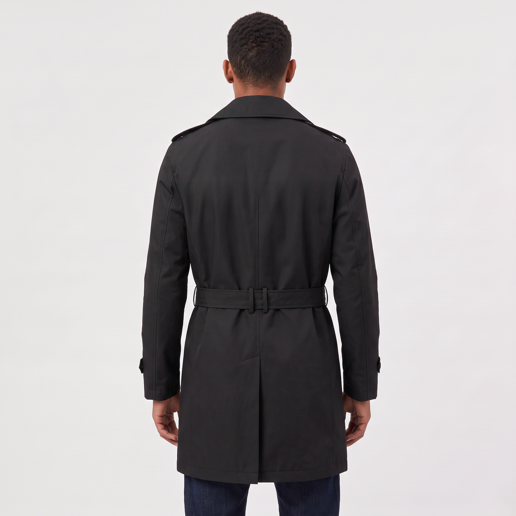 Men's Double-Breasted Mid-Length Trench Coat
