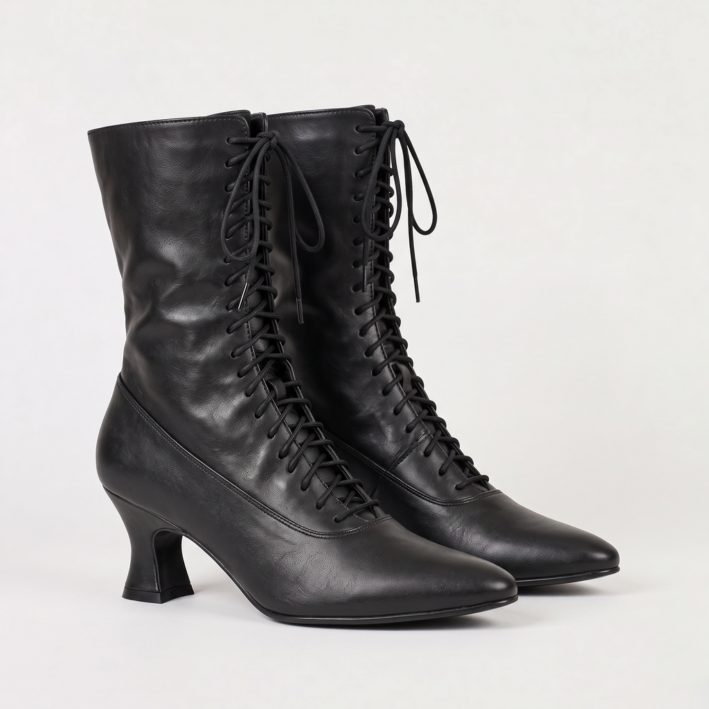 Women's Victorian Lace-Up High Heel Ankle Boots