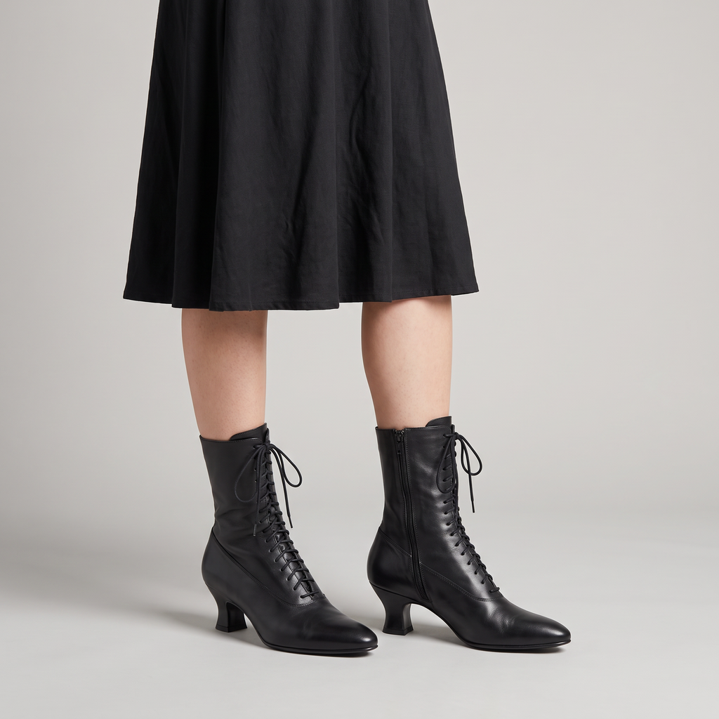 Women's Victorian Lace-Up High Heel Ankle Boots