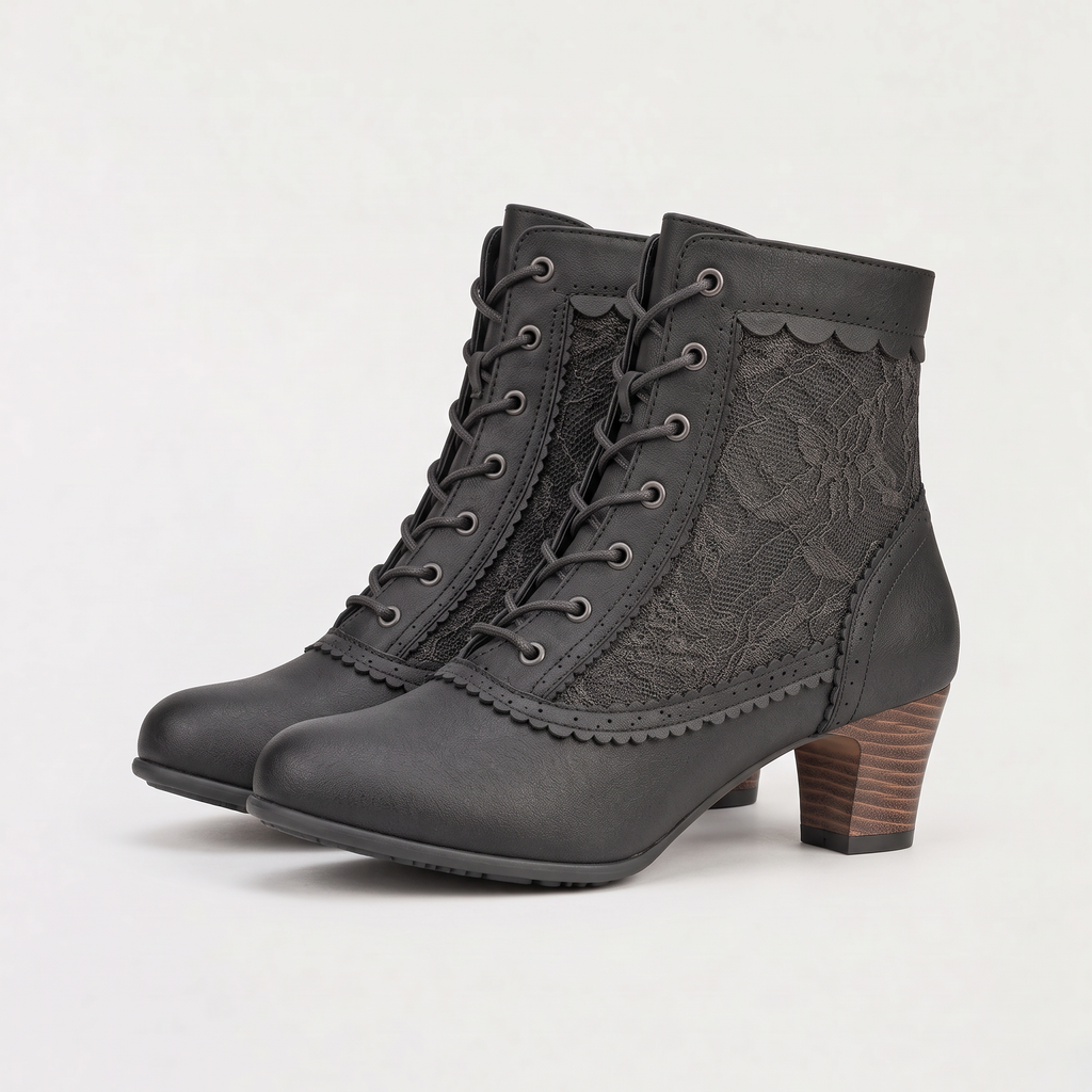 Women's Embroidered Victorian Lace-Up Ankle Boots