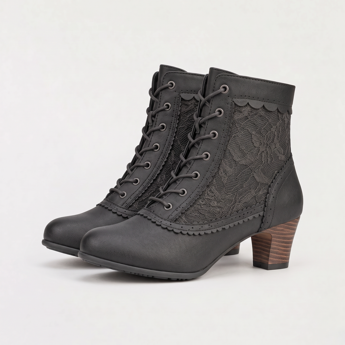 Women's Embroidered Victorian Lace-Up Ankle Boots
