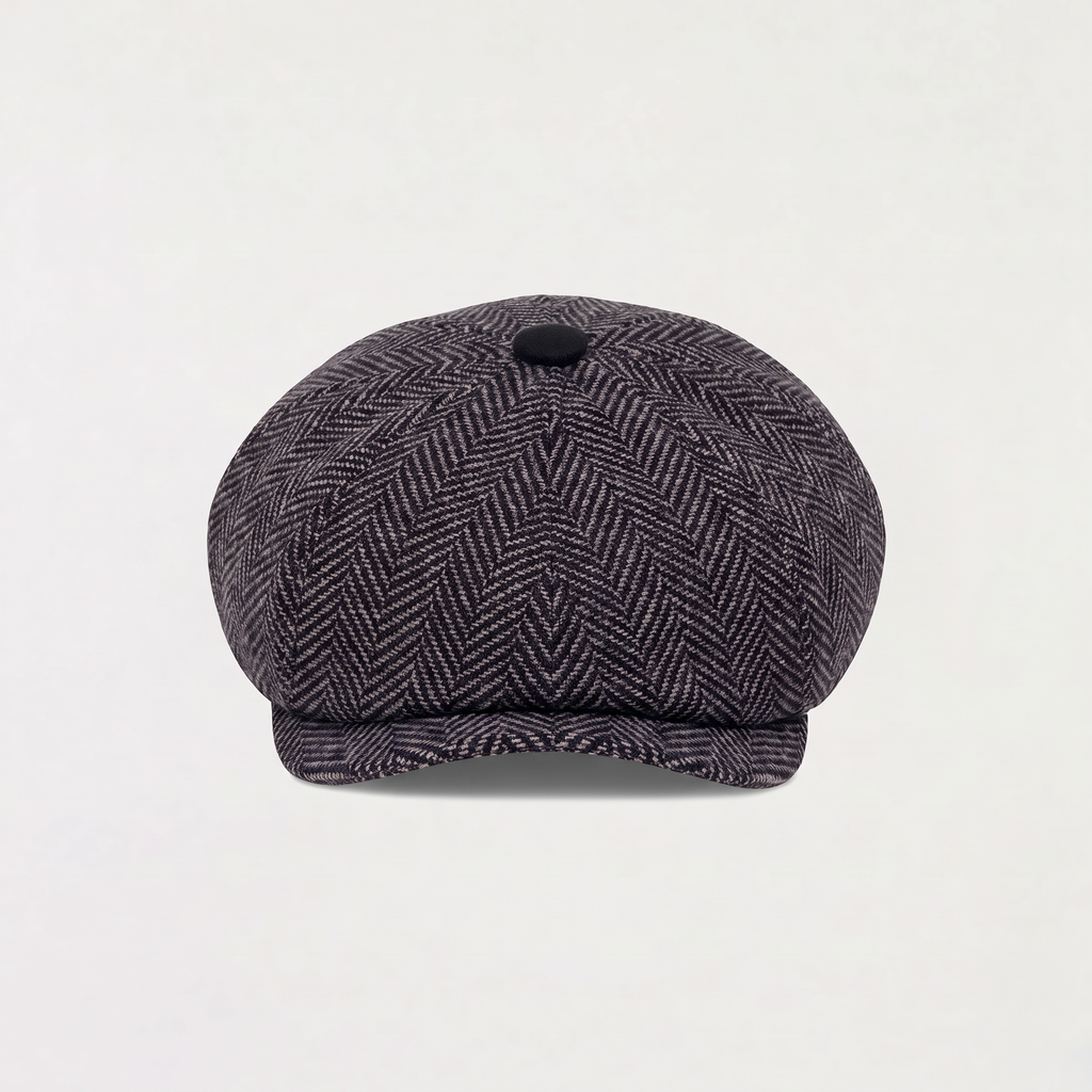 Men's Herringbone Bakersboy Panelled Crown Cap