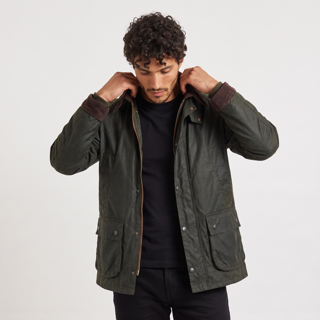 Men's Oil-Waxed Corduroy Collar Jacket