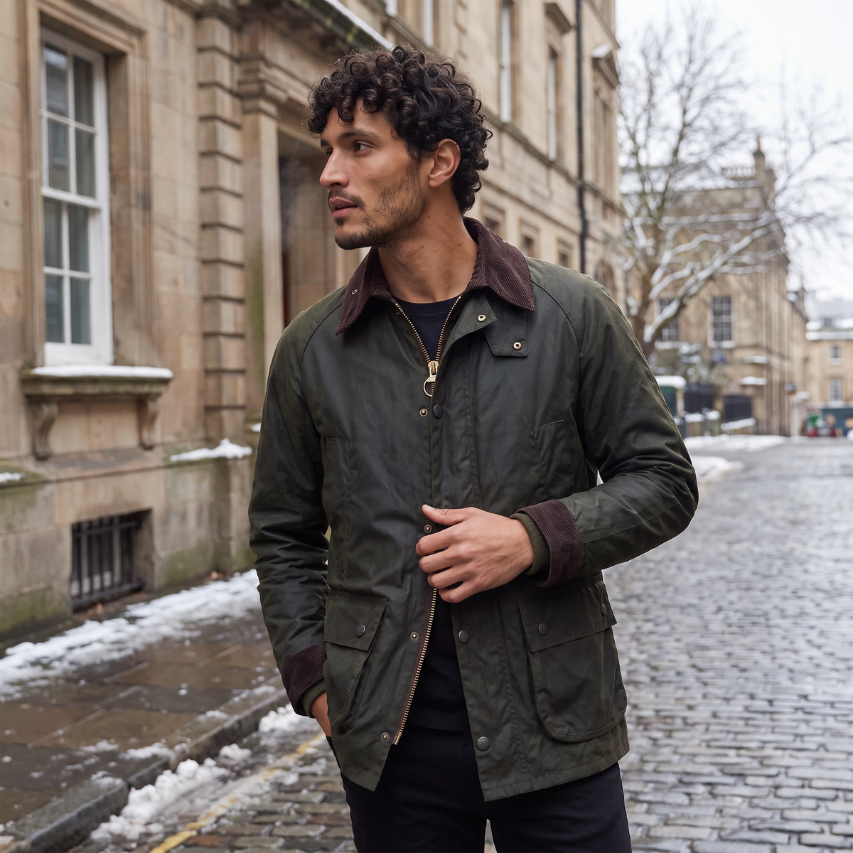 Men's Oil-Waxed Corduroy Collar Jacket