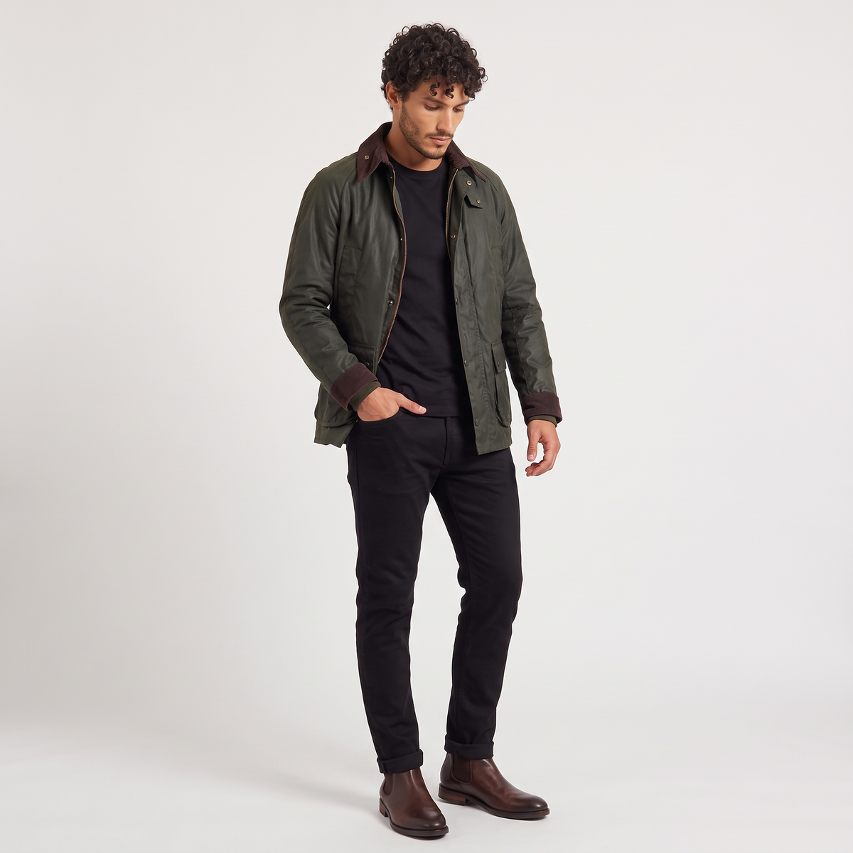 Men's Oil-Waxed Corduroy Collar Jacket