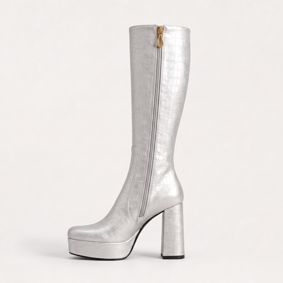 Women's Platform Knee-High Chunky Heel Boots