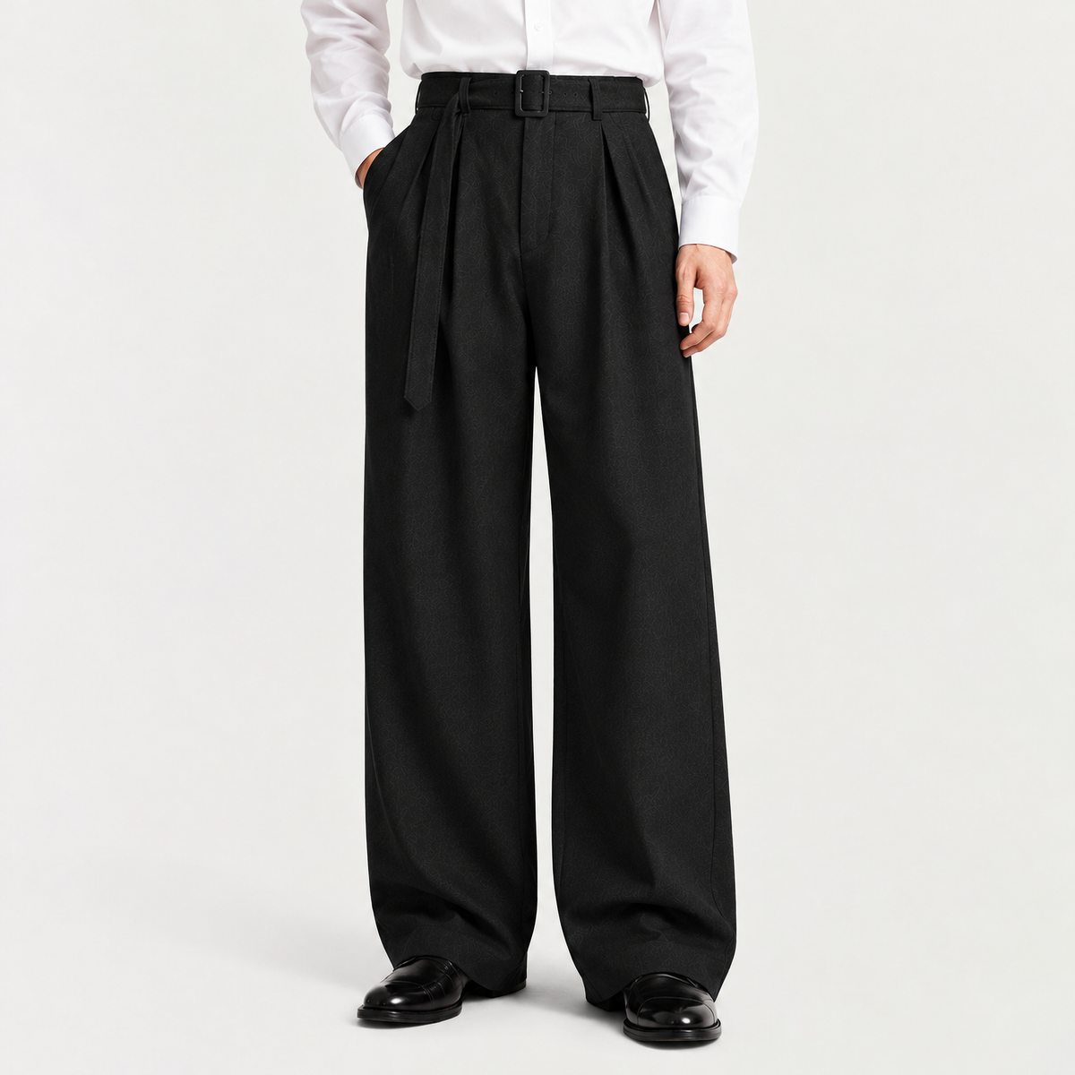 Men's Pleated Wide-Leg Dress Trousers