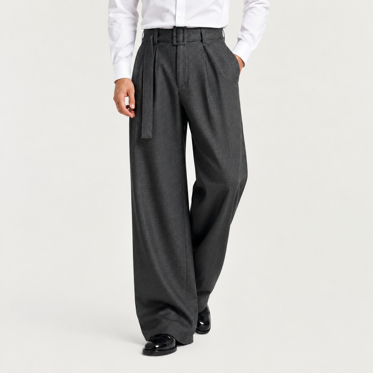 Men's Pleated Wide-Leg Dress Trousers