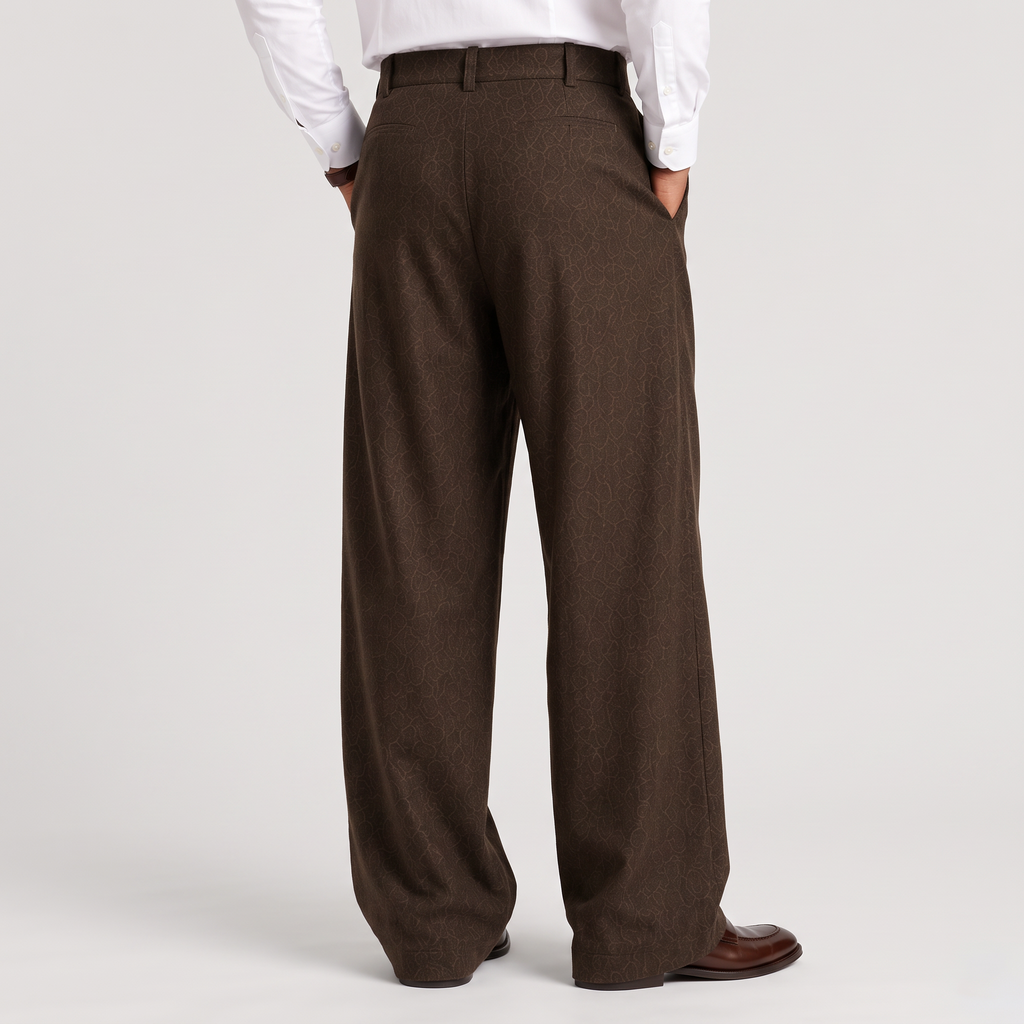 Men's Pleated Wide-Leg Dress Trousers