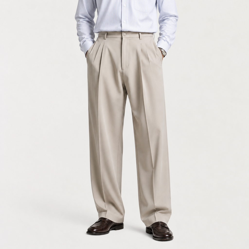 Men's Loose Fit Pleated Trousers