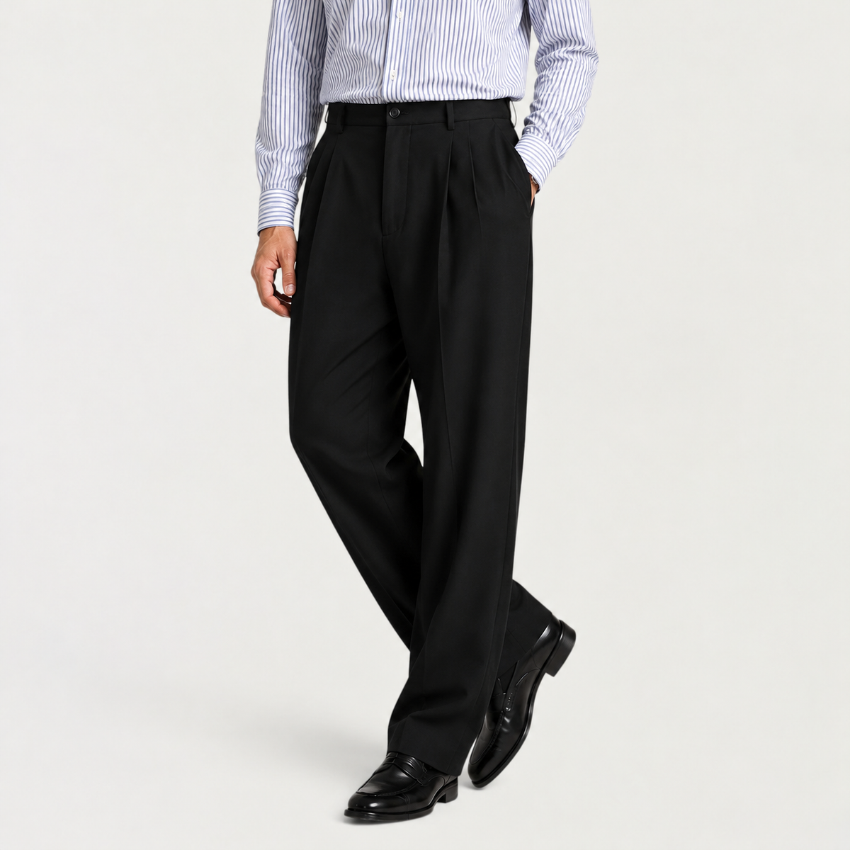 Men's Loose Fit Pleated Trousers