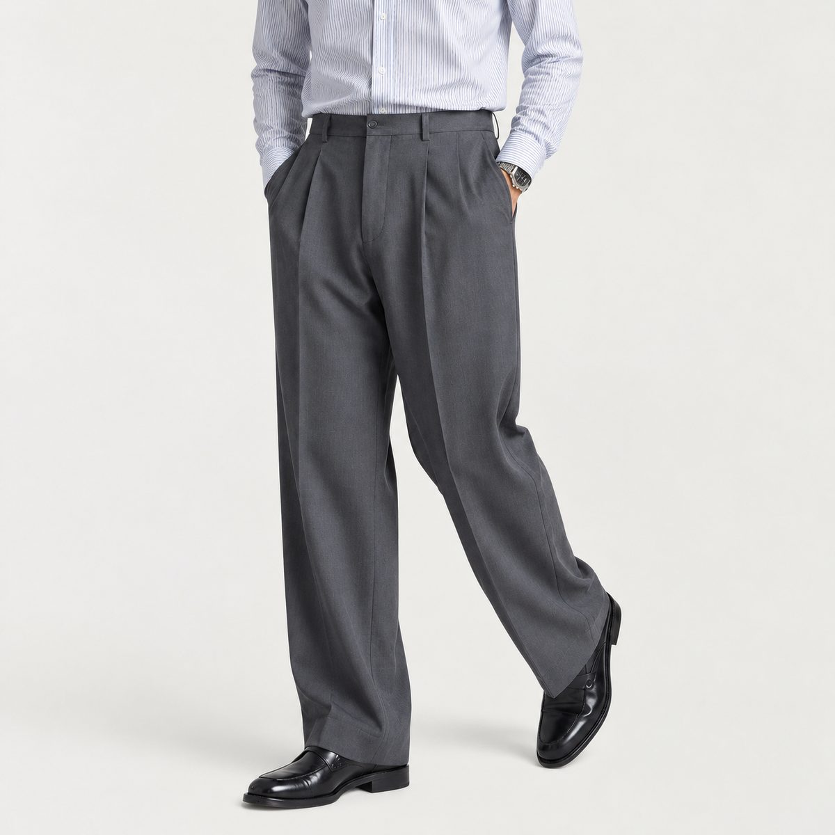 Men's Loose Fit Pleated Trousers