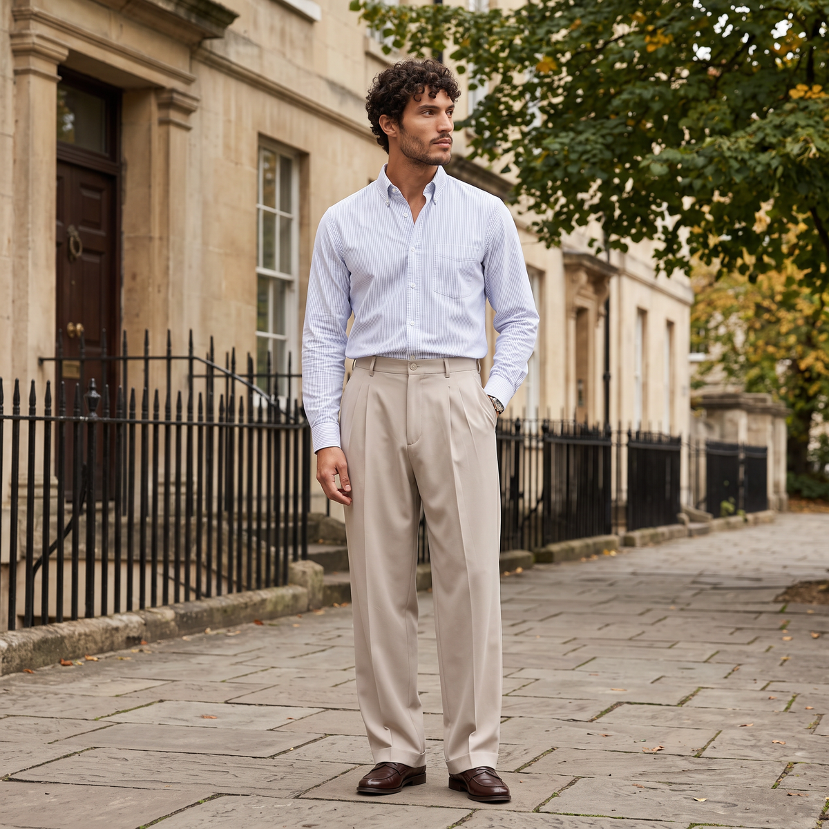 Men's Loose Fit Pleated Trousers