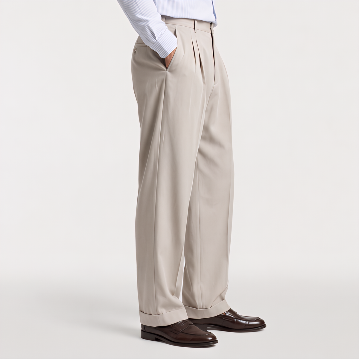 Men's Loose Fit Pleated Trousers
