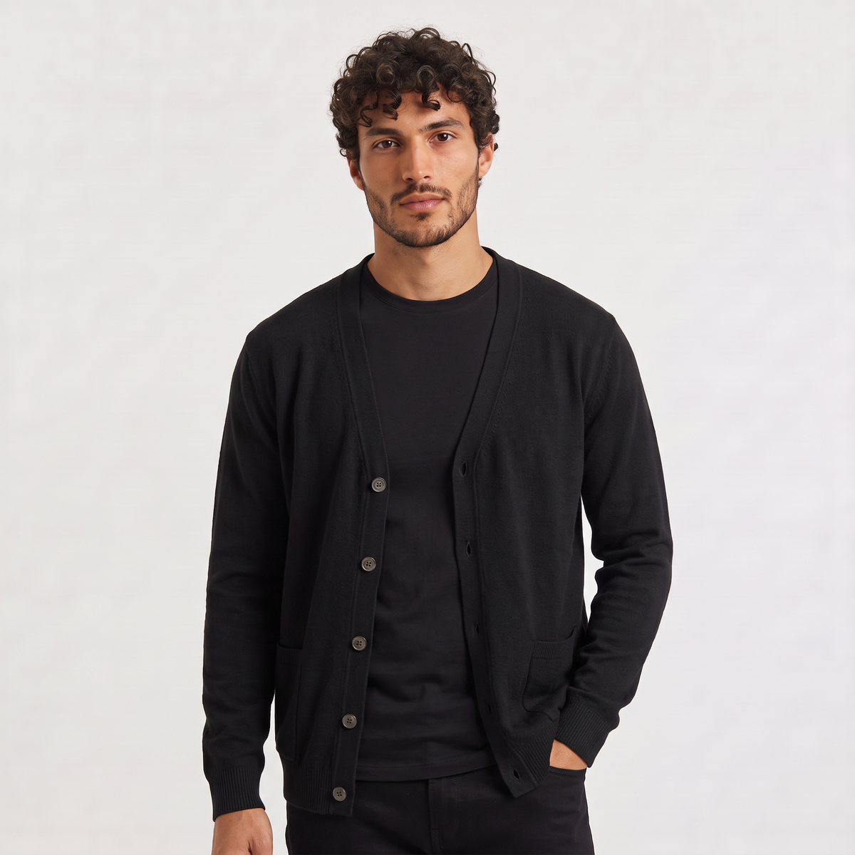 Men's Classic V-Neck Button Soft Knit Cardigan
