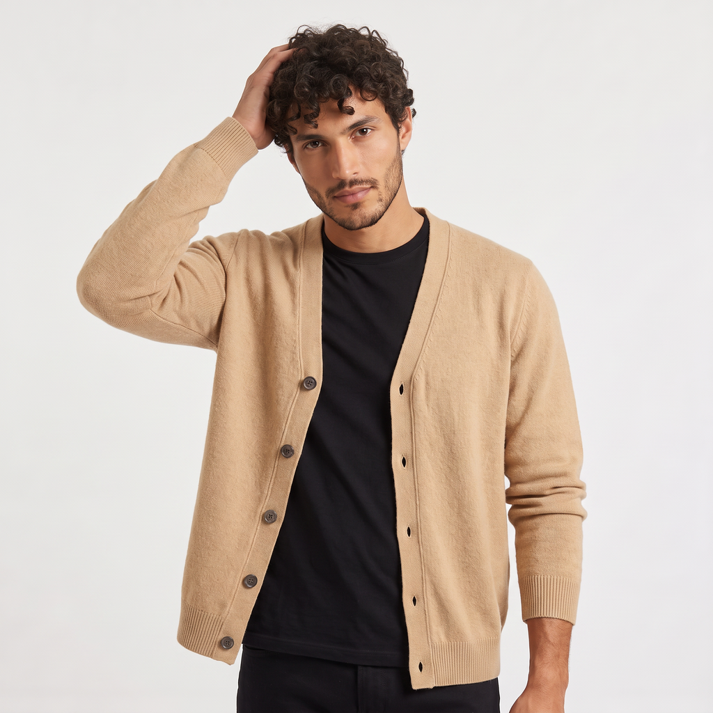 Men's Classic V-Neck Button Soft Knit Cardigan