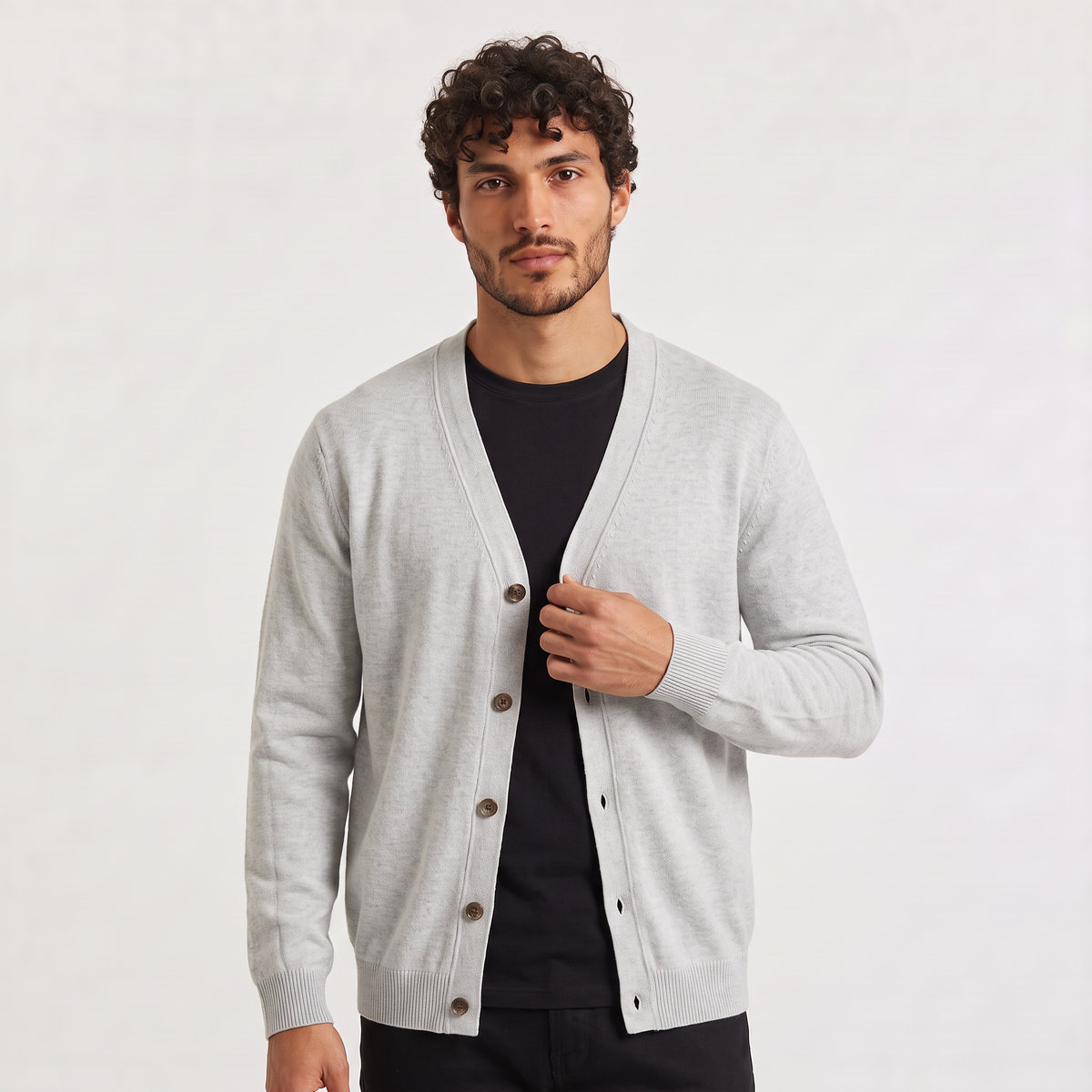 Men's Classic V-Neck Button Soft Knit Cardigan