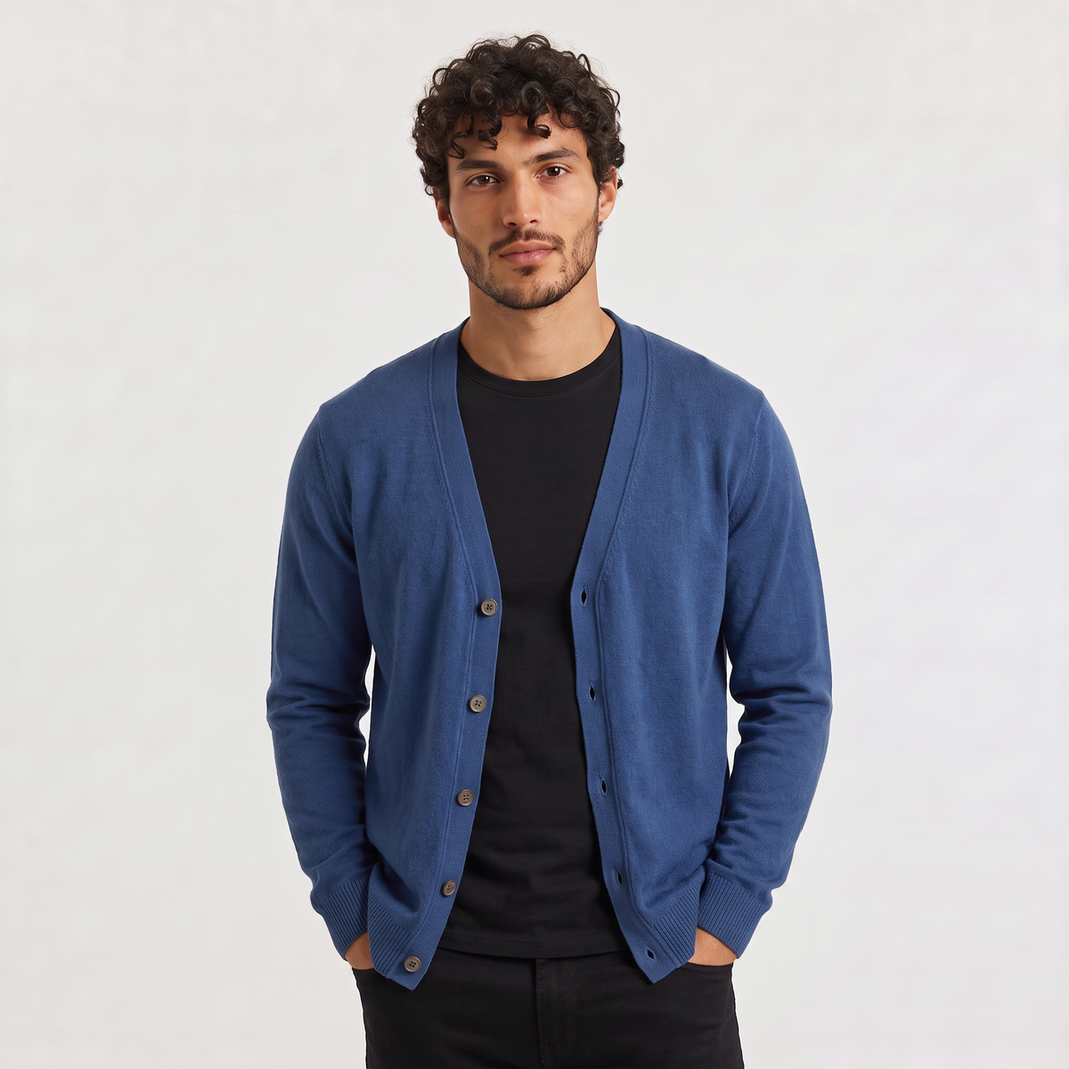 Men's Classic V-Neck Button Soft Knit Cardigan