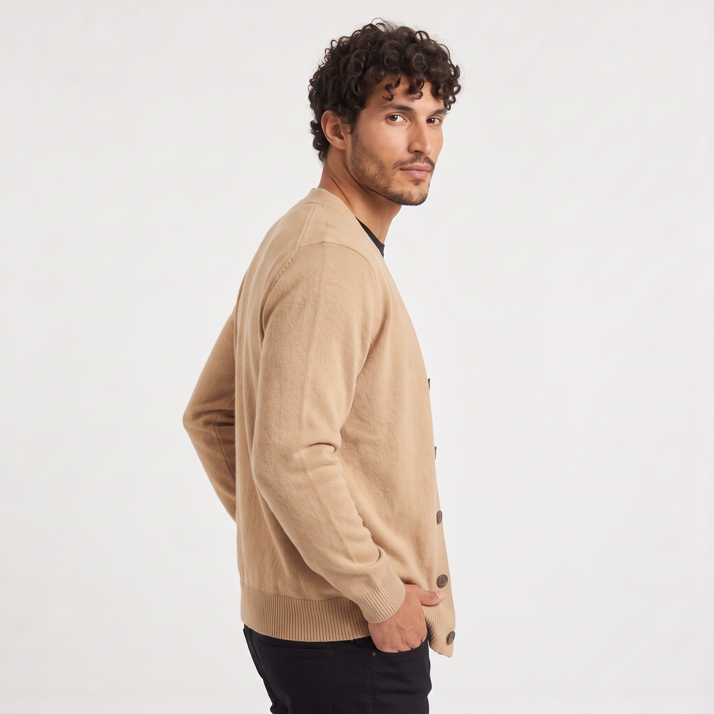 Men's Classic V-Neck Button Soft Knit Cardigan