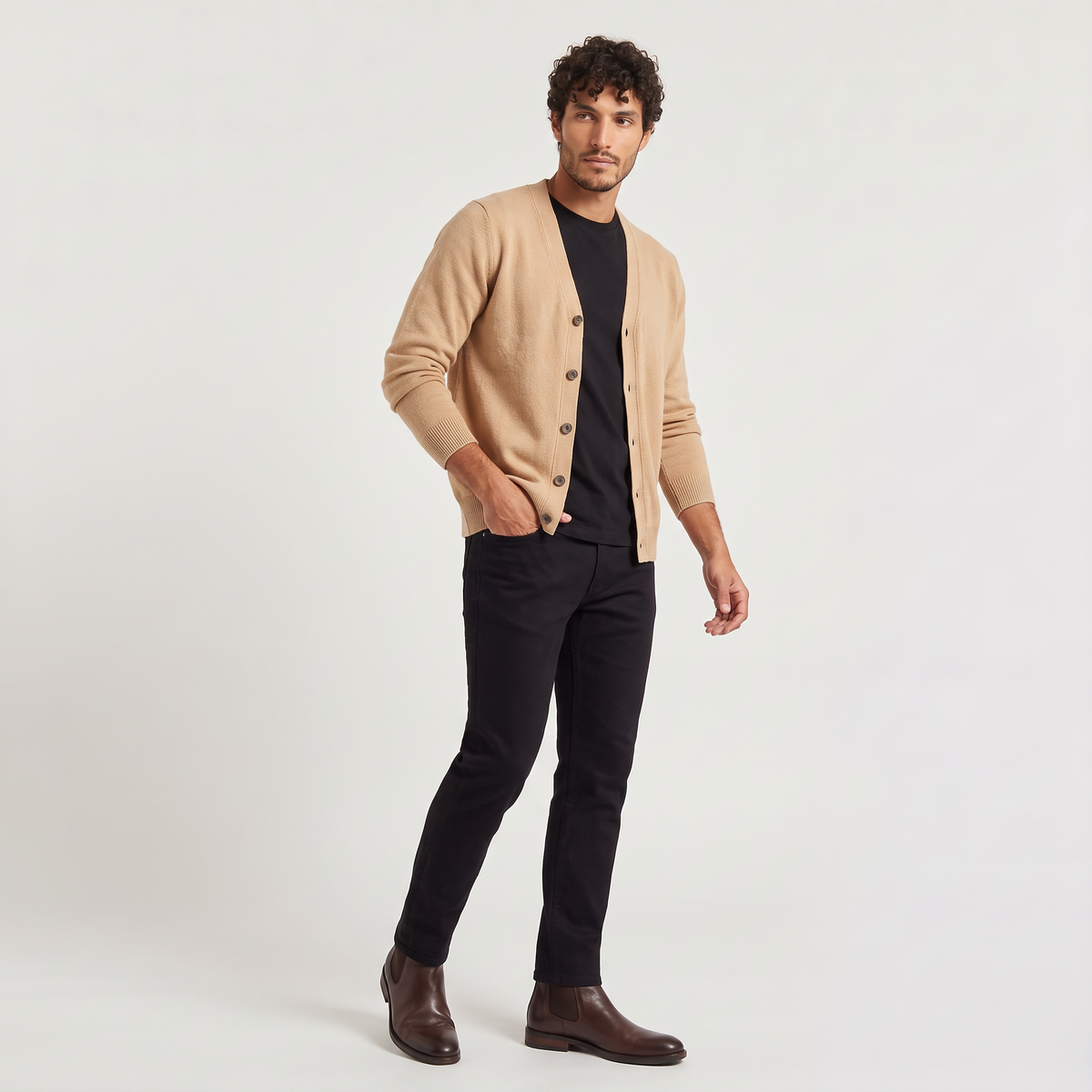 Men's Classic V-Neck Button Soft Knit Cardigan