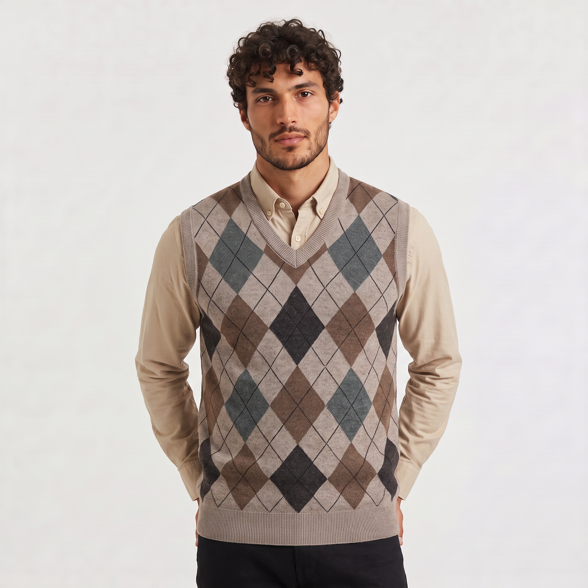 Men's Argyle V-Neck Jumper Vest