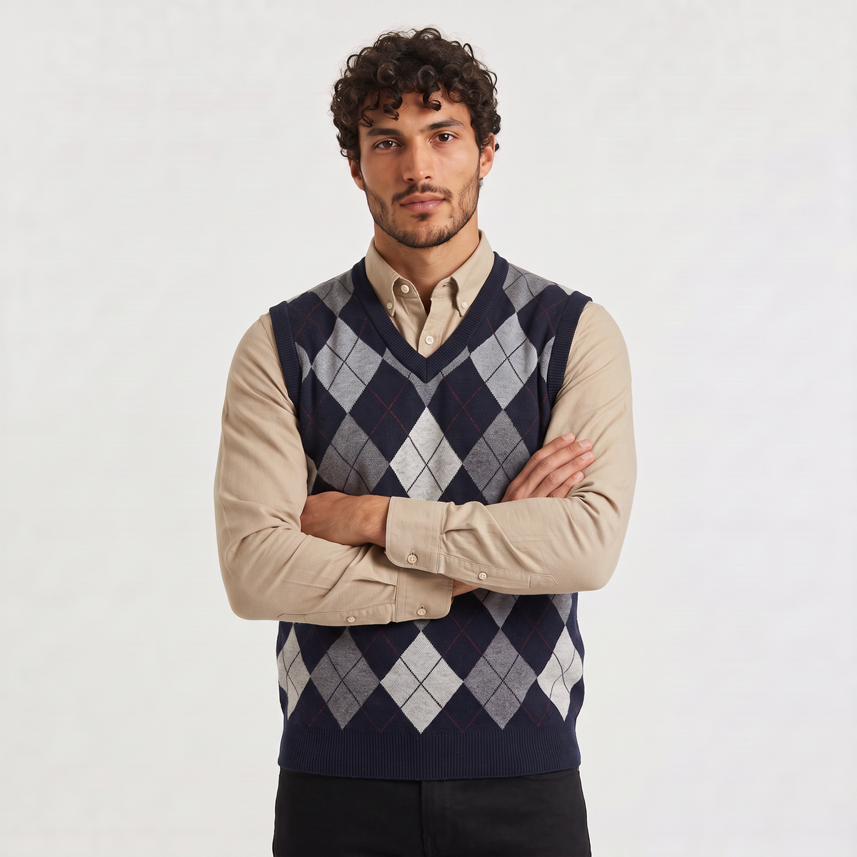 Men's Argyle V-Neck Jumper Vest
