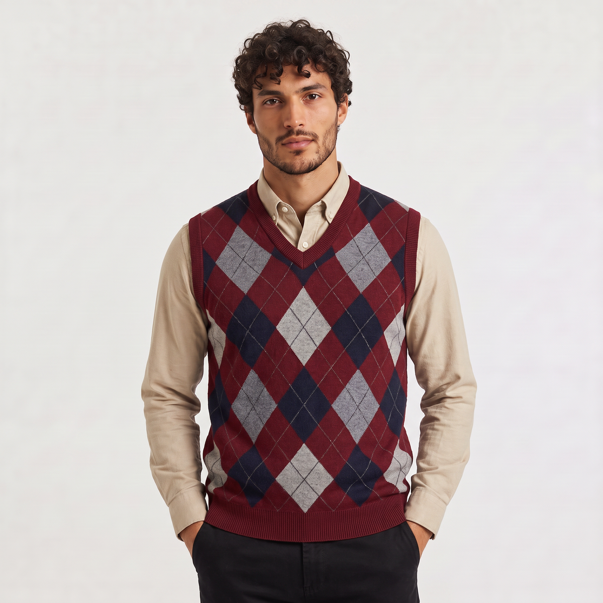Men's Argyle V-Neck Jumper Vest
