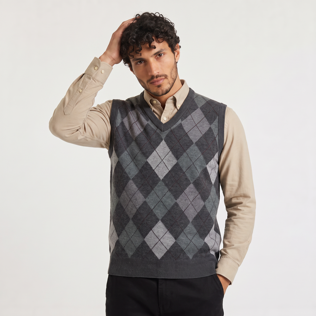 Men's Argyle V-Neck Jumper Vest