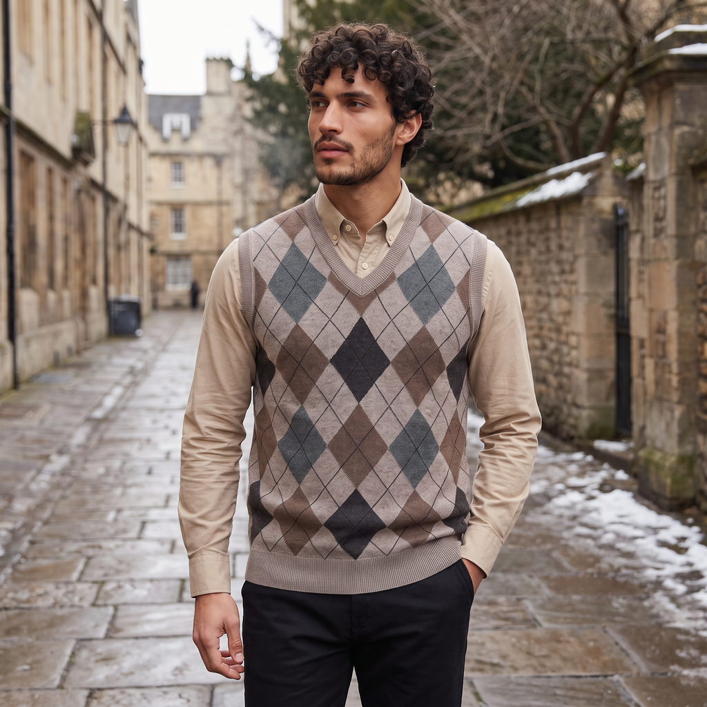 Men's Argyle V-Neck Jumper Vest