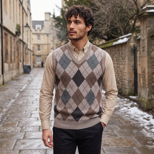 Men's Argyle V-Neck Jumper Vest