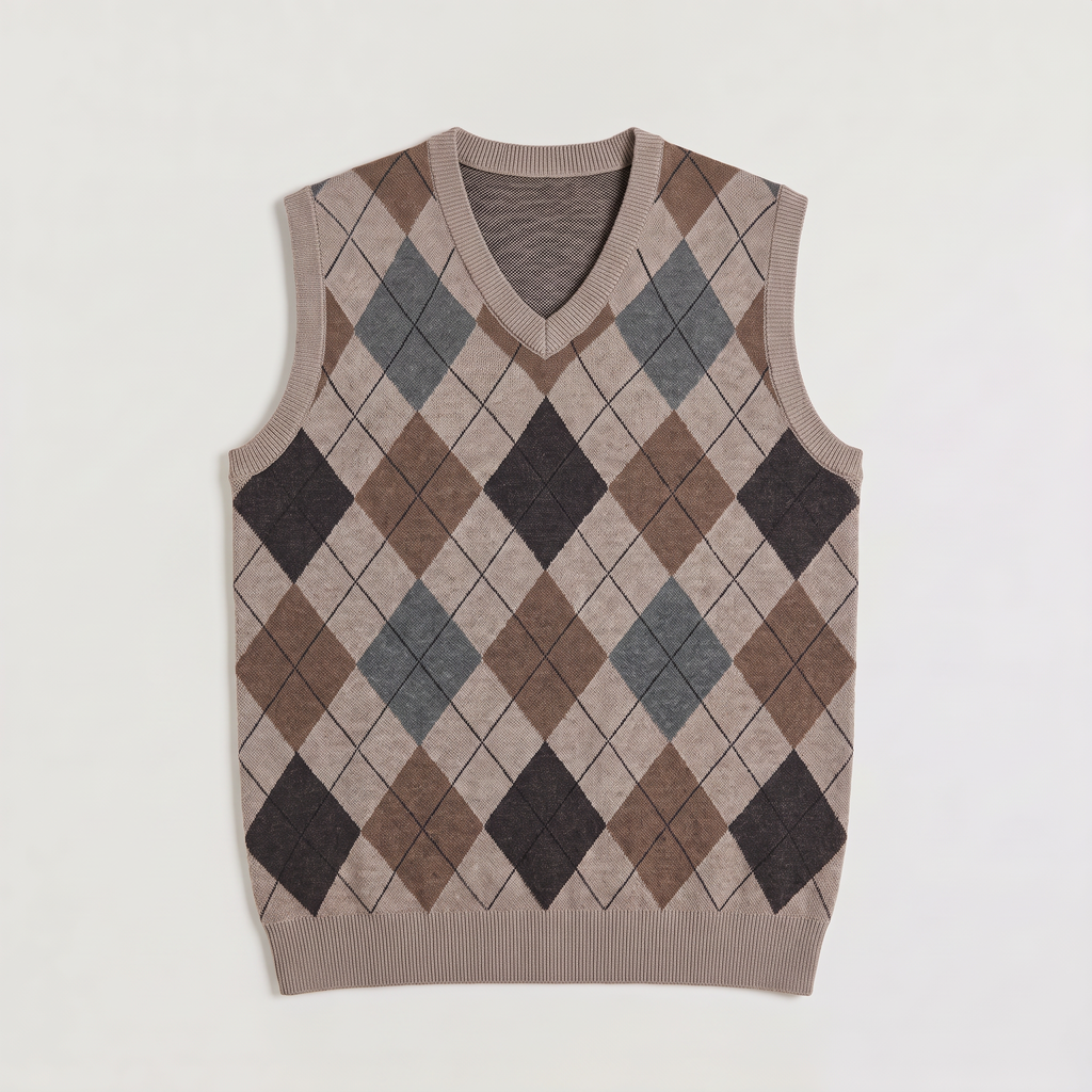Men's Argyle V-Neck Jumper Vest