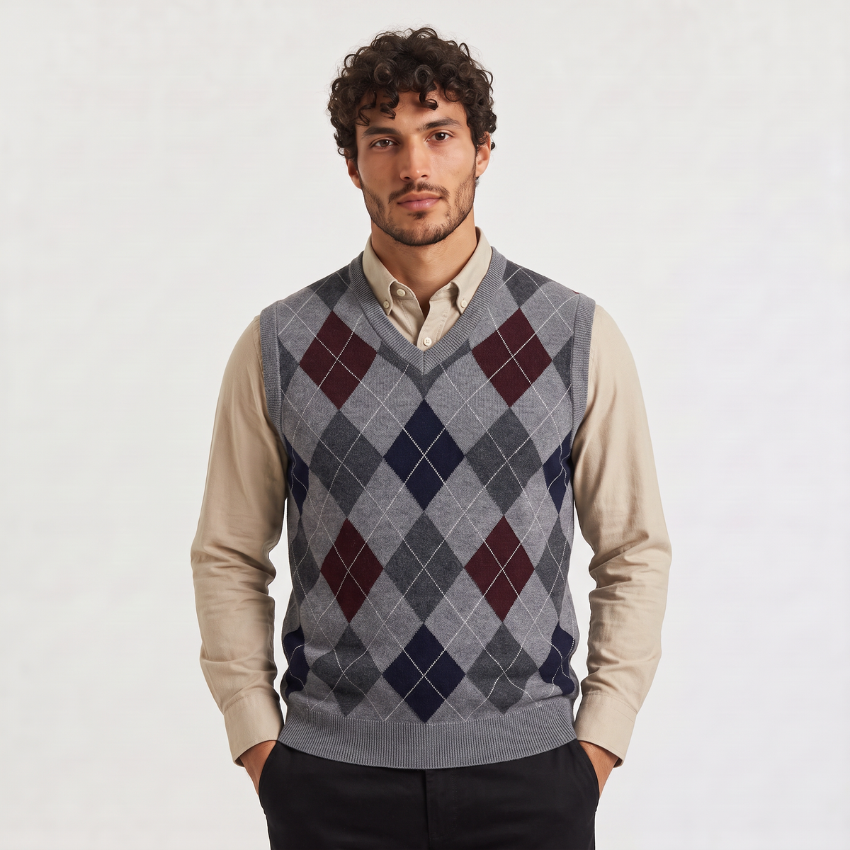 Men's Argyle V-Neck Jumper Vest