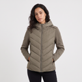 Women's Hooded Chevron Puffer Quilted Jacket