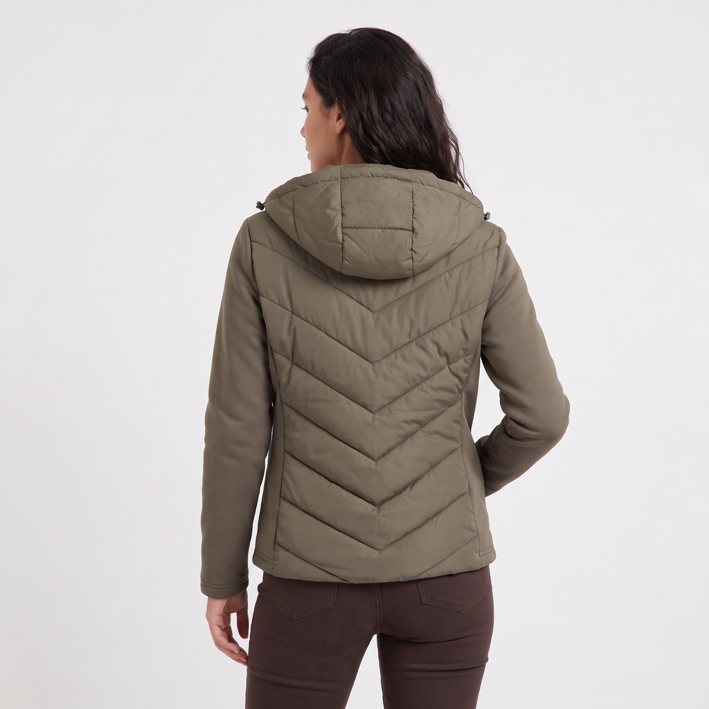 Women's Hooded Chevron Puffer Quilted Jacket