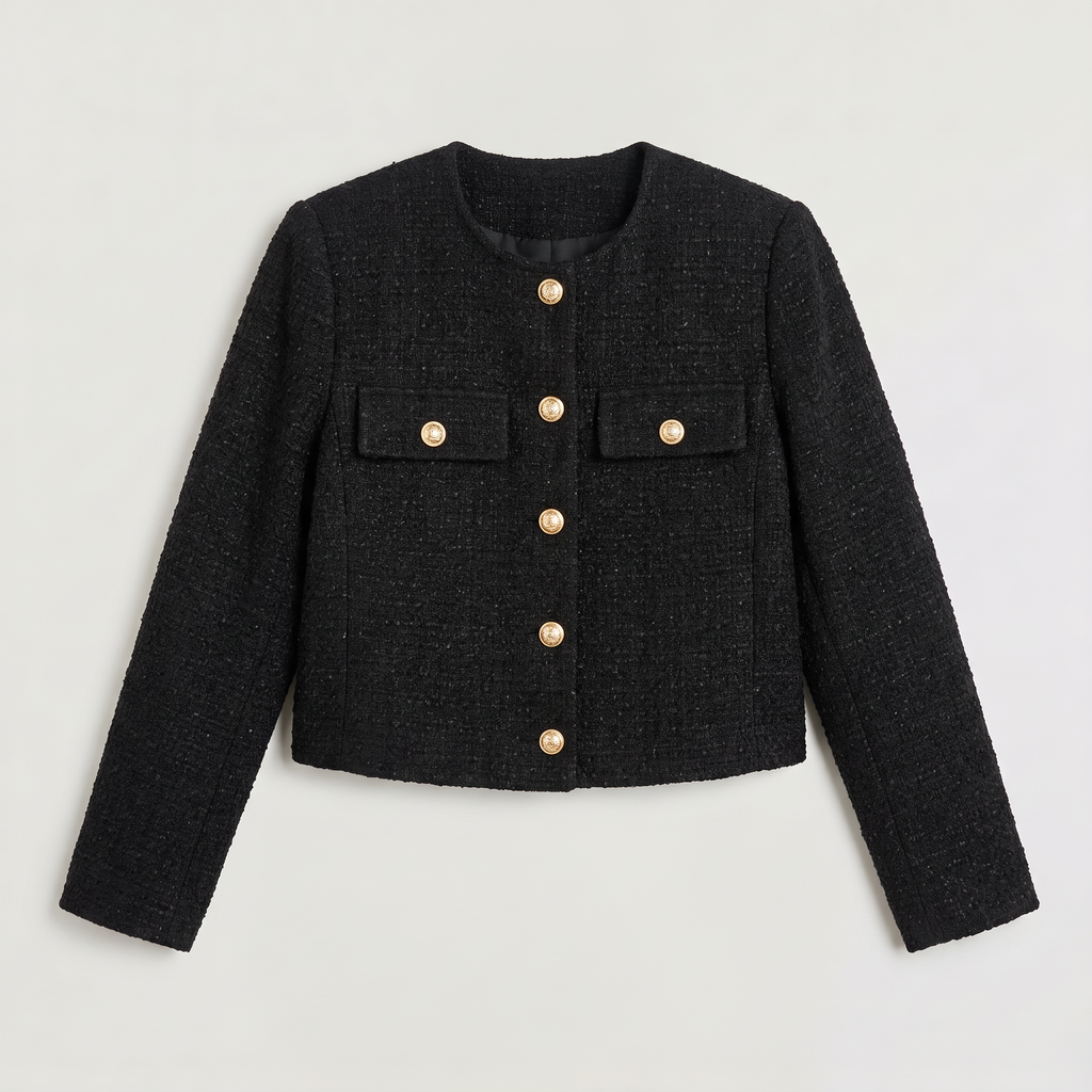 Women's Cropped Tweed-Style Jacket