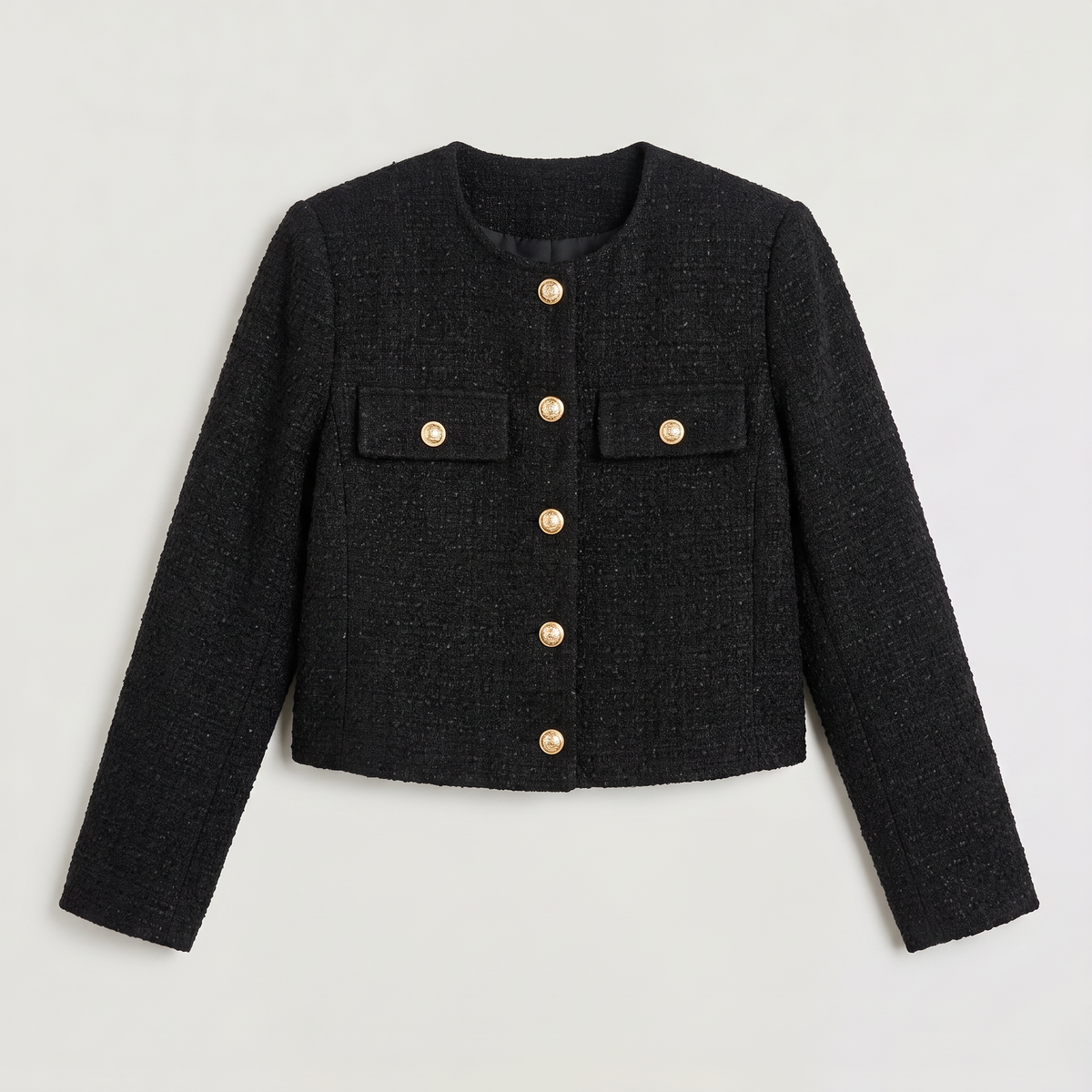 Women's Cropped Tweed-Style Jacket