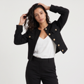 Women's Cropped Tweed-Style Jacket