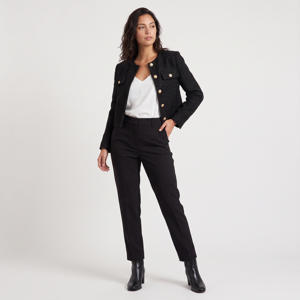 Women's Cropped Tweed-Style Jacket