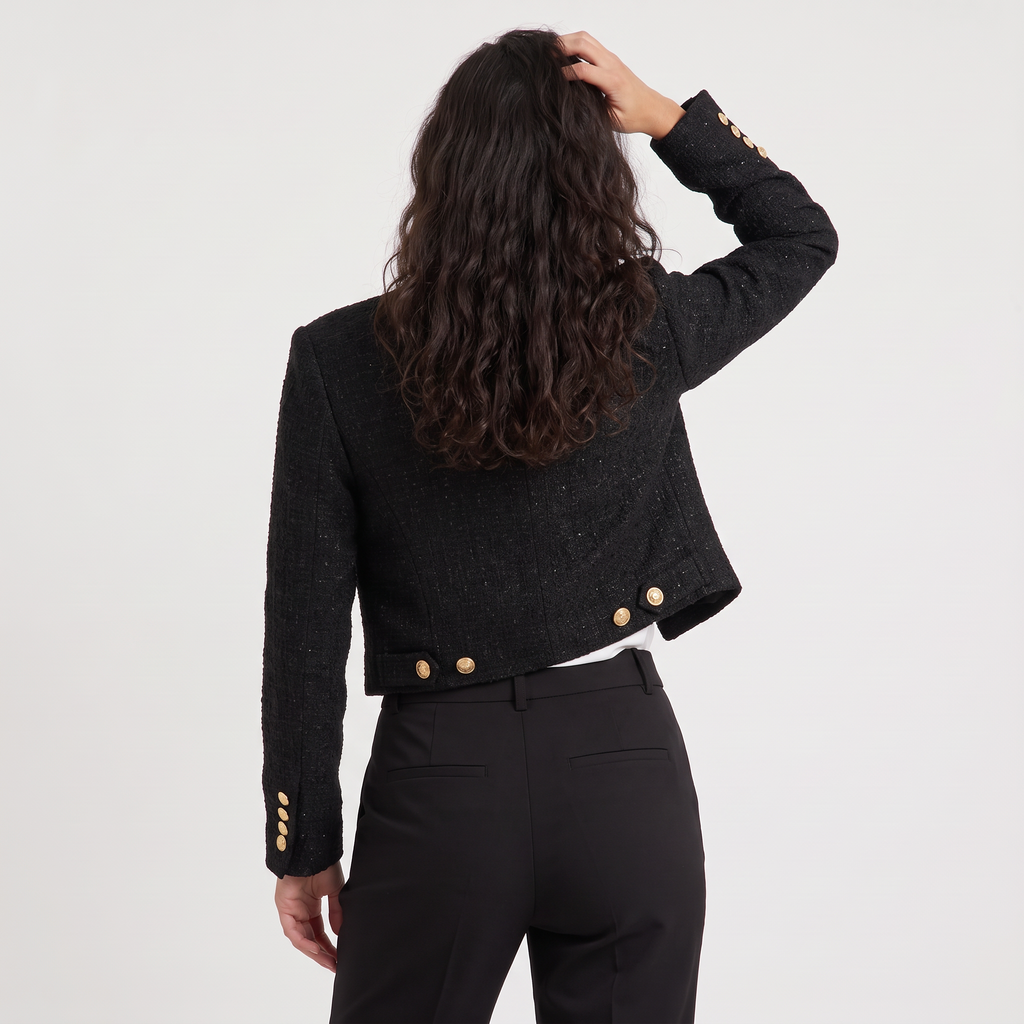 Women's Cropped Tweed-Style Jacket