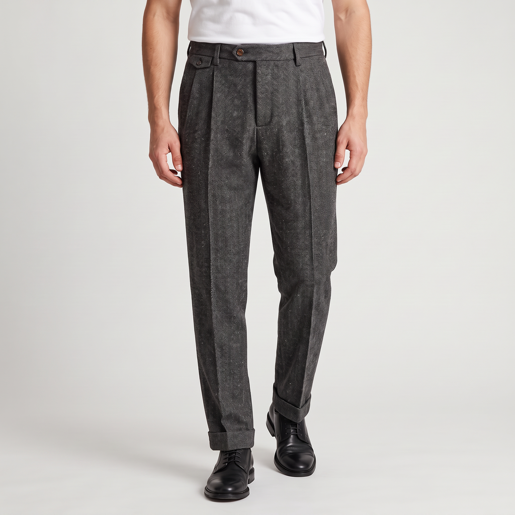 Men's Herringbone Wool Trousers