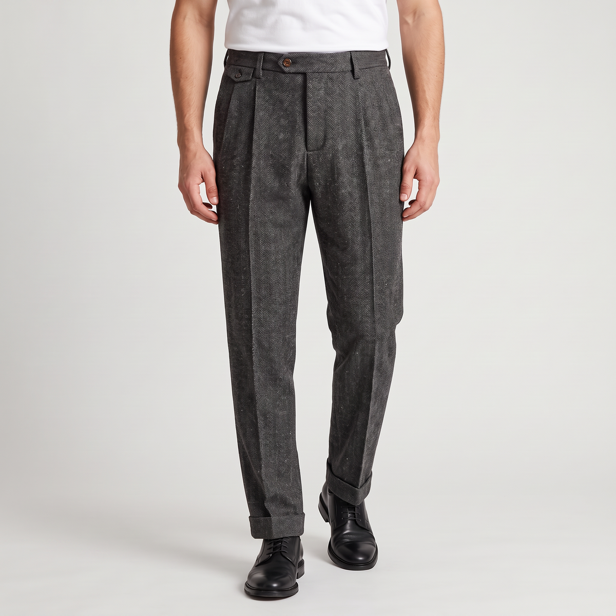 Men's Herringbone Wool Trousers