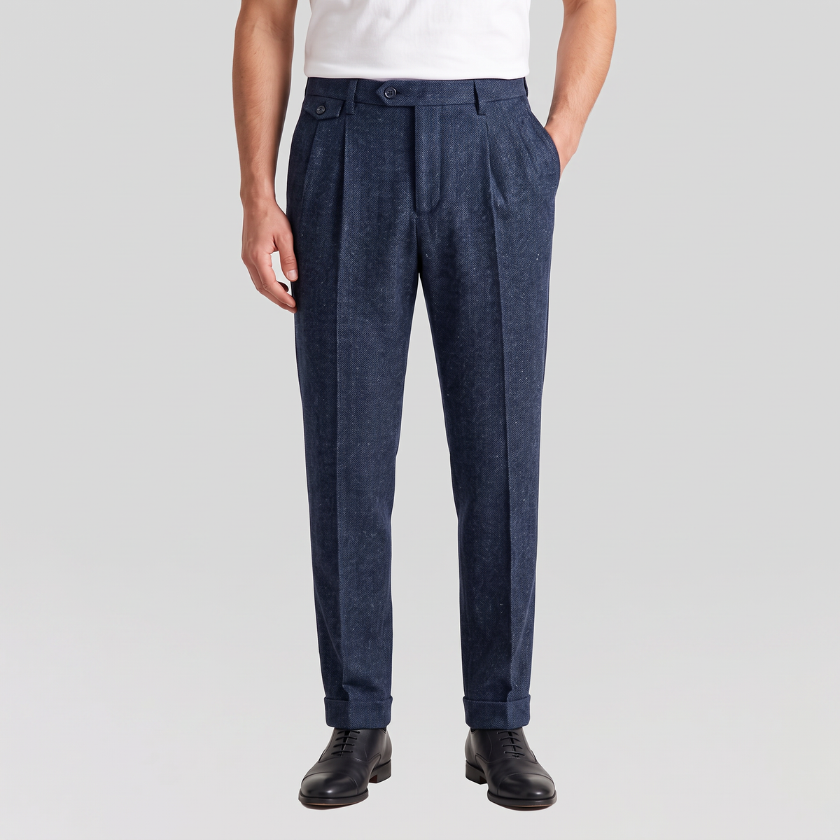 Men's Herringbone Wool Trousers
