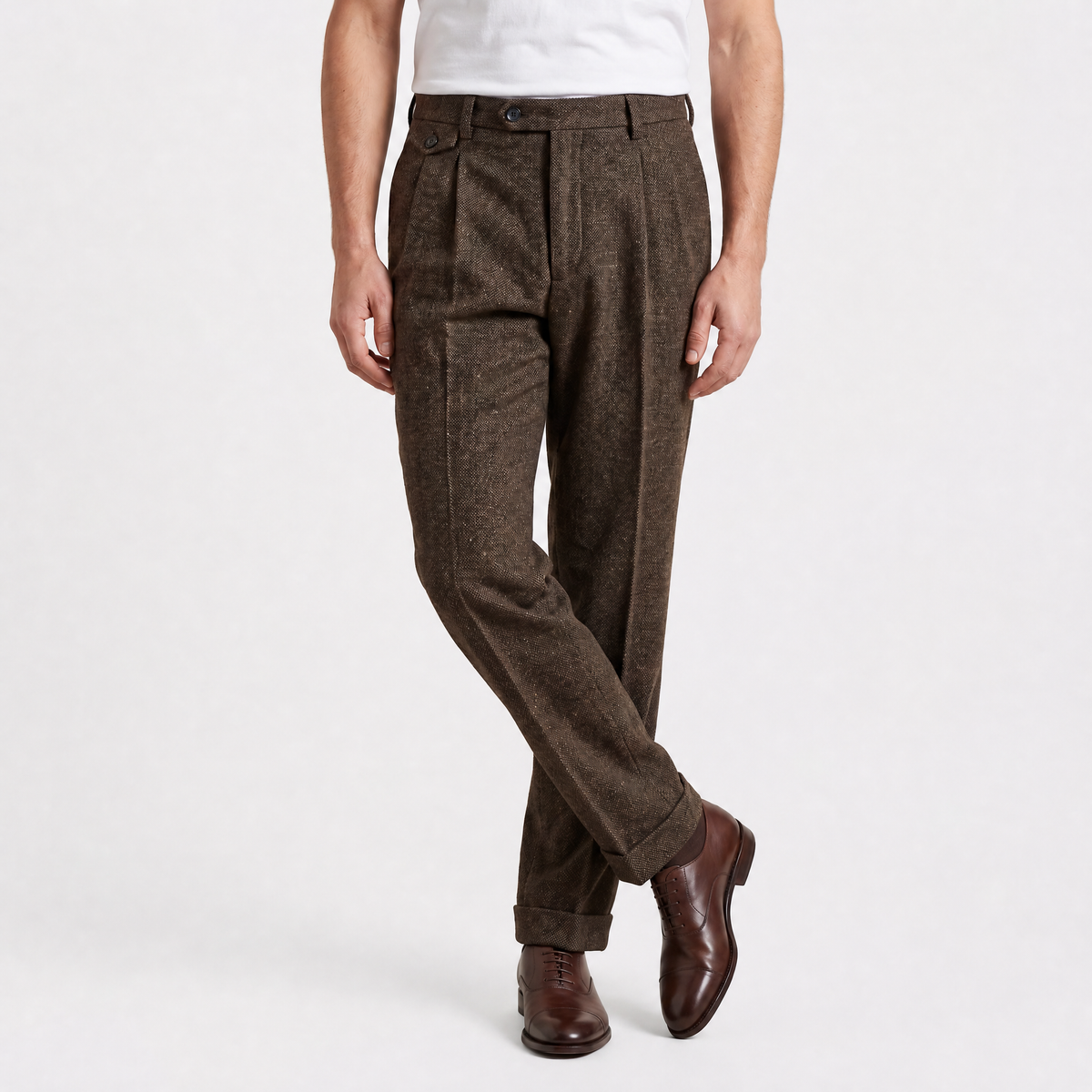 Men's Herringbone Wool Trousers