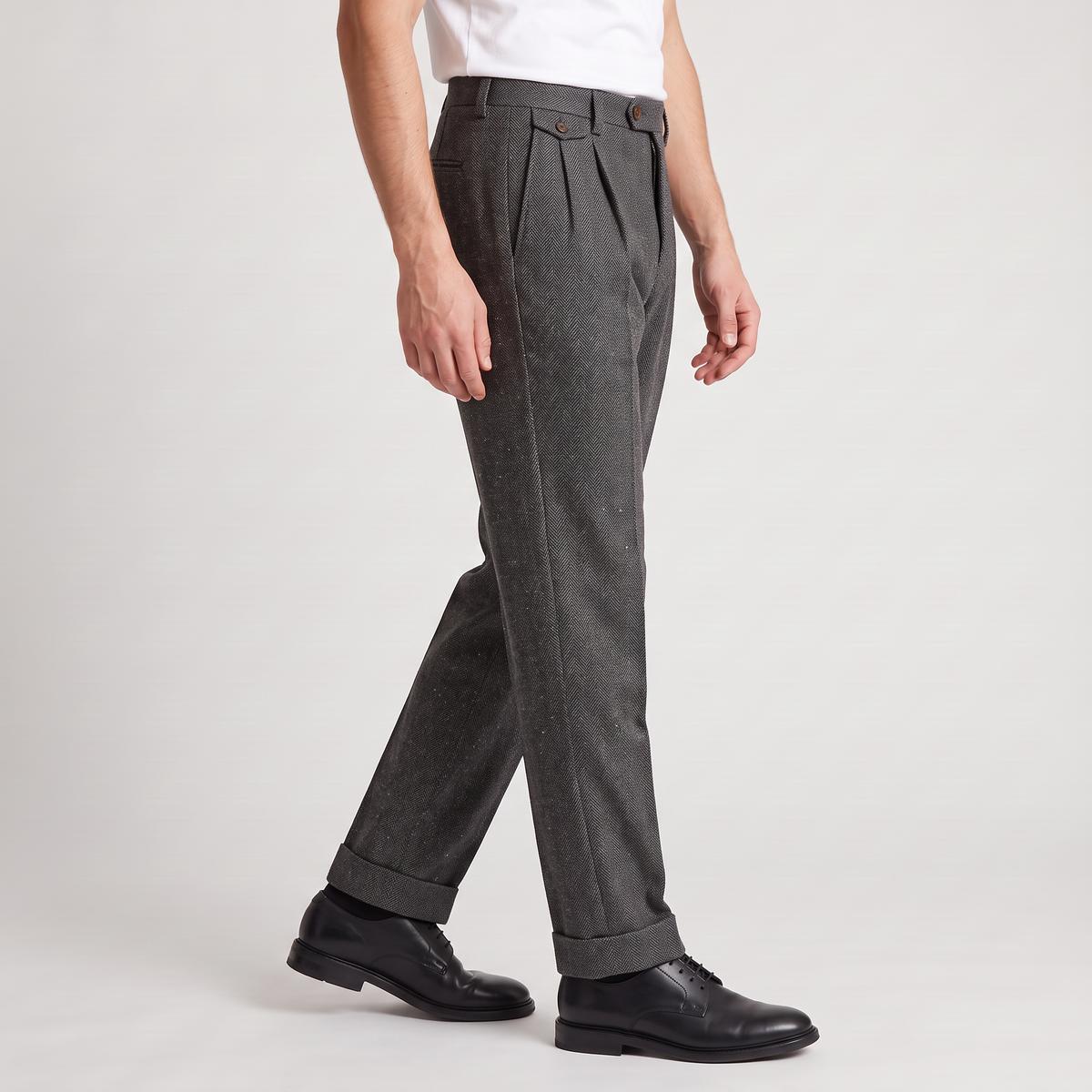 Men's Herringbone Wool Trousers
